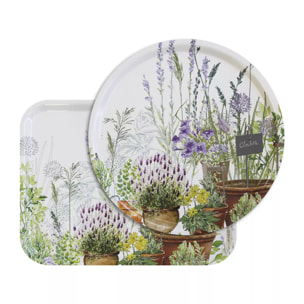 Plateau bois imprimé vert violet Jardin aromatique provence