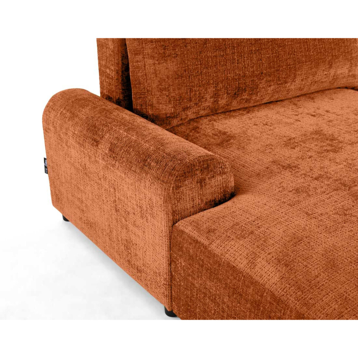 Nelly - canapé d'angle gauche 4 places convertible avec coffre en velours texturé - Rouille