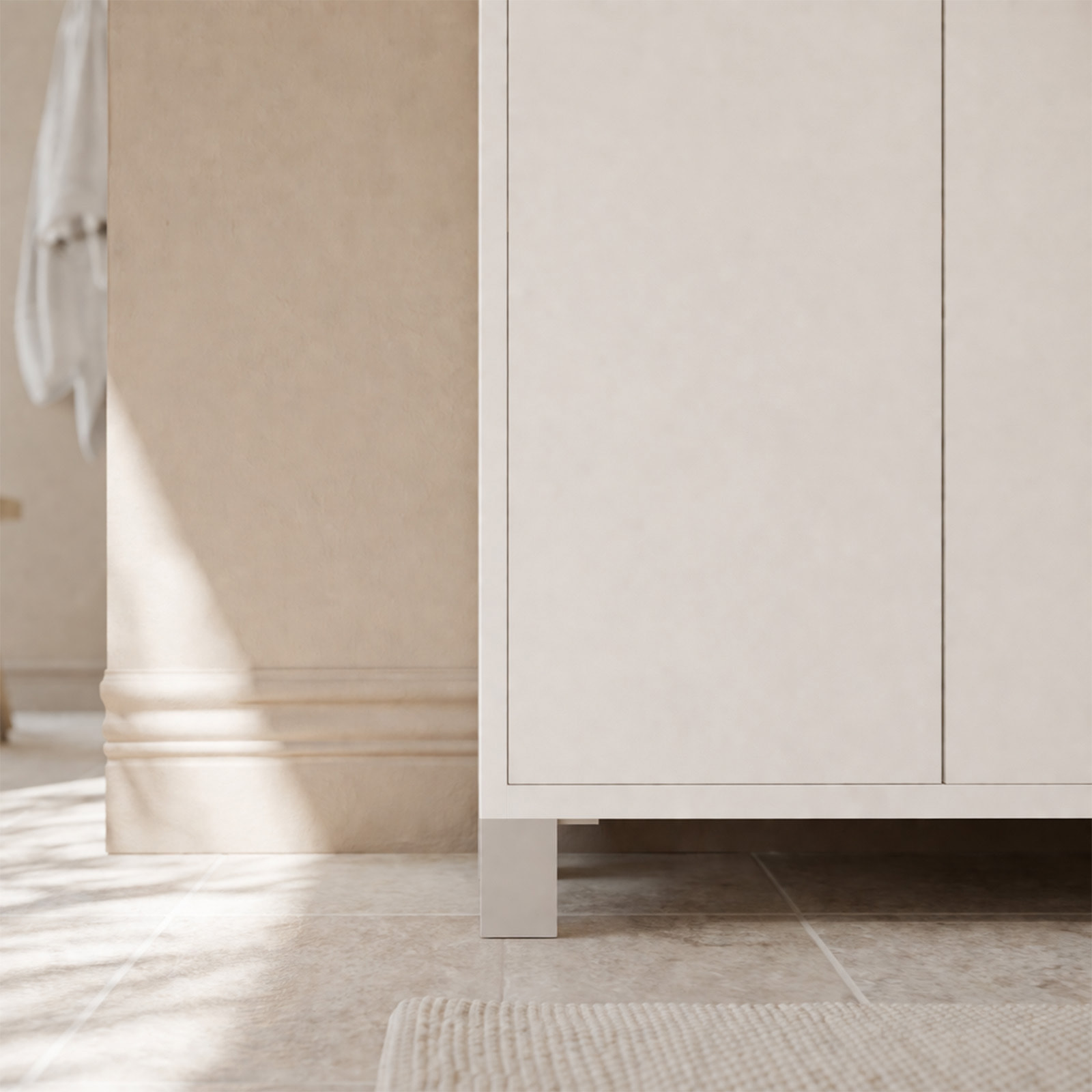 Meuble de Salle de Bains 50cm 2 portes Blanc, Vasque Noire et Miroir Cadre Noir 50x70 - XENOS