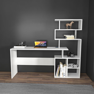 Bureau 190 cm avec étagères de rangement blanc ROPA