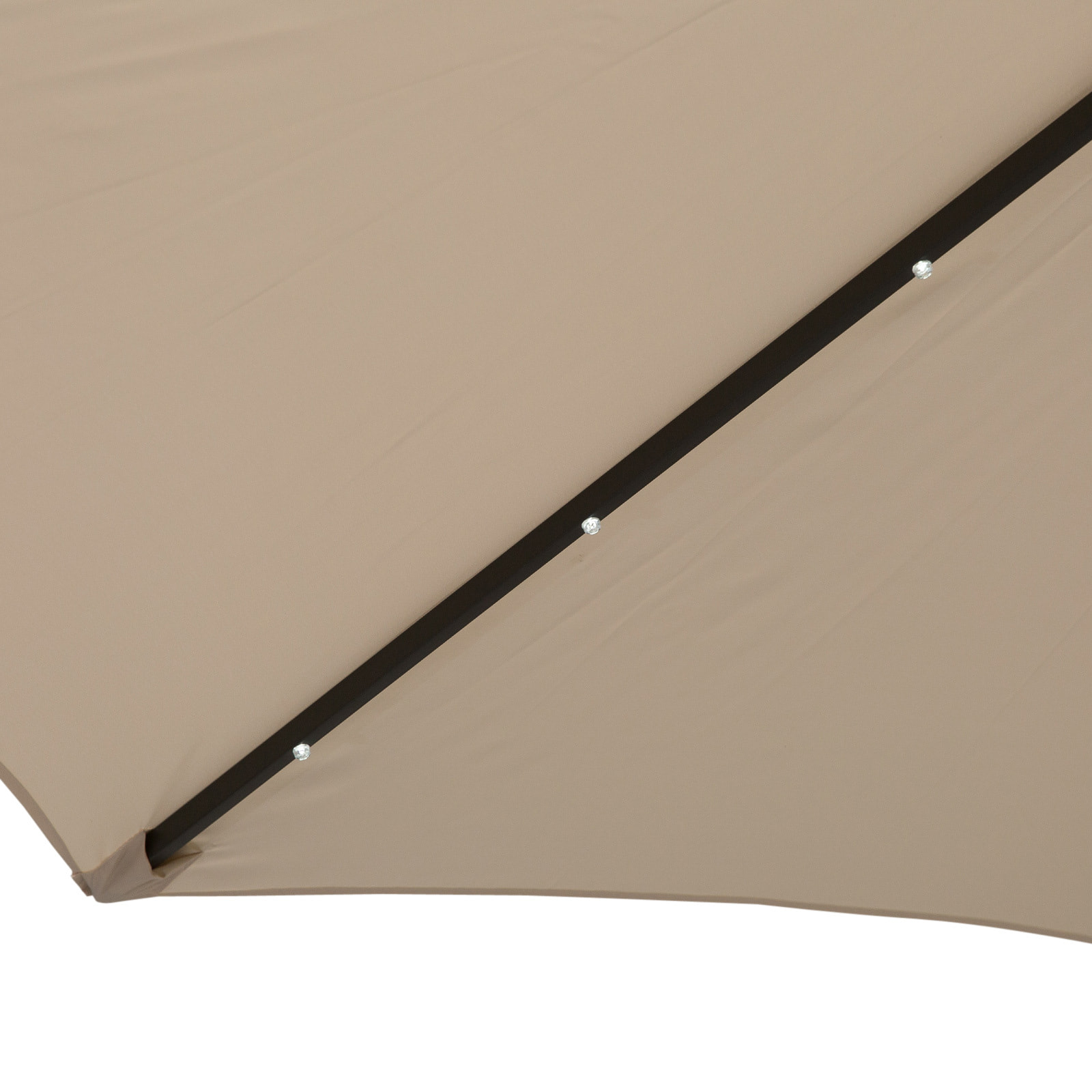 Sombrilla de Jardín Ø268x238 cm Parasol de Terraza con 24 Luces LED Solar Mecanismo de Inclinación Manivela y Poste Desmontable de Metal para Piscina Patio Crema