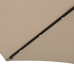 Sombrilla de Jardín Ø268x238 cm Parasol de Terraza con 24 Luces LED Solar Mecanismo de Inclinación Manivela y Poste Desmontable de Metal para Piscina Patio Crema