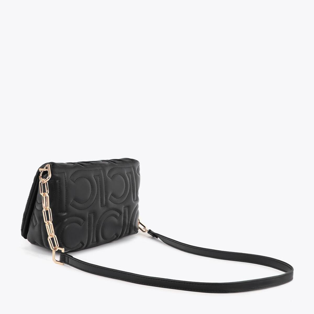 Tracolla Trapuntata con Logo in Pelle Sintetica con Tracolla Mista a Catena