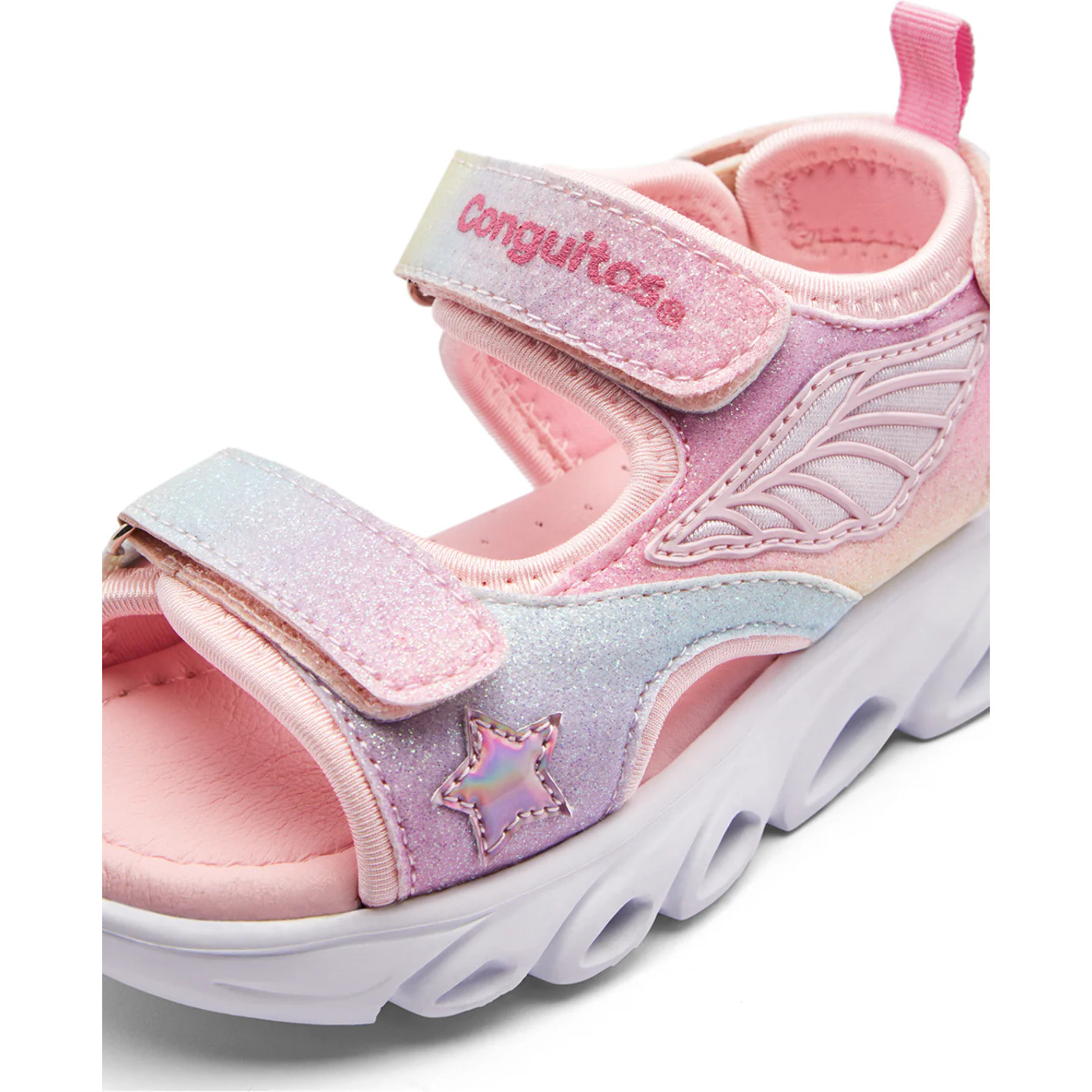 Sandalias Abiertas Estilo Deportivo Con Luces en Rosa