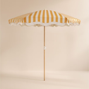 Parasol en polyester à rayure et métal imitation bois jaune ISOLA