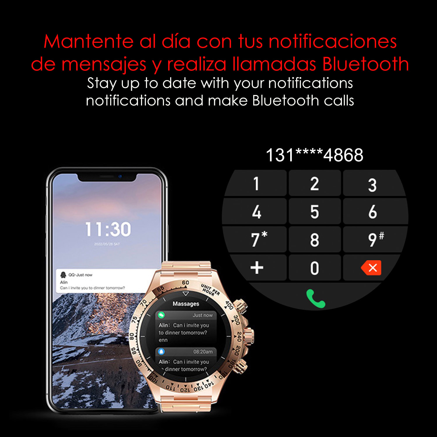 DAM Smartwatch G6 Max. Llamadas BT, notificaciones, asistente de voz. Monitor de tensión y cardiaco, multideportivo. 5,6x1,2x5,3 Cm. Color: Plata
