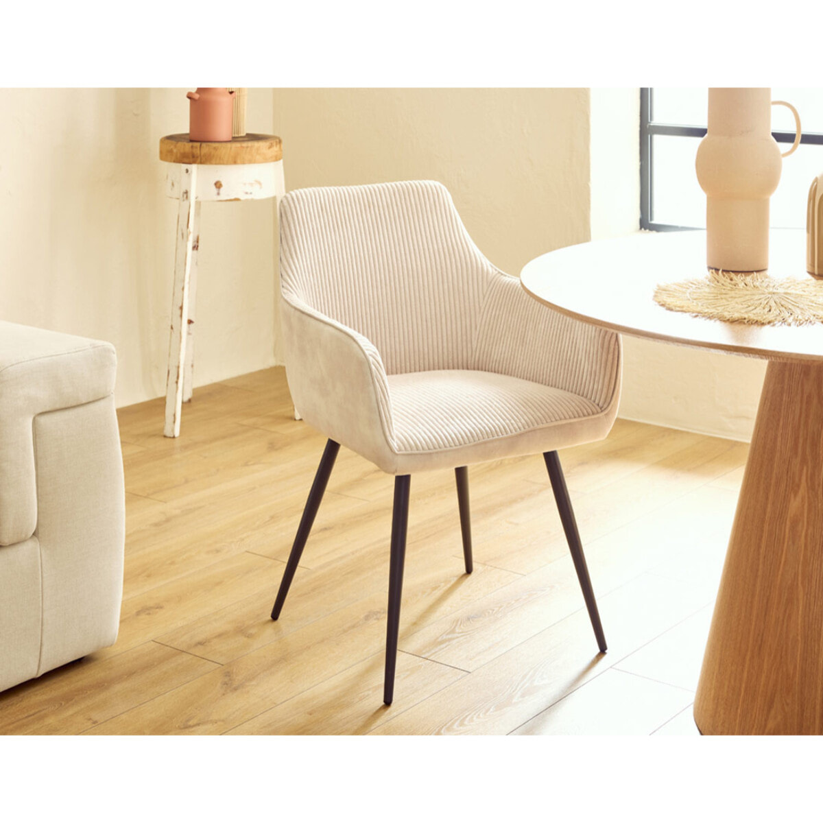 Lormi - lot de 2 fauteuils - en velours côtelé et velours - beige - Gris