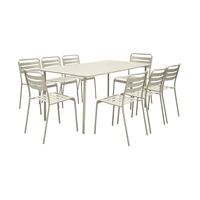 Table de jardin métal + 8 assises AMÉLIA