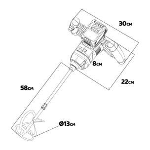 Bretia 20 - Miscelatore per malta e cemento Alfa Line, frusta M14x59 cm, 1 batteria 4a + caricabatteria