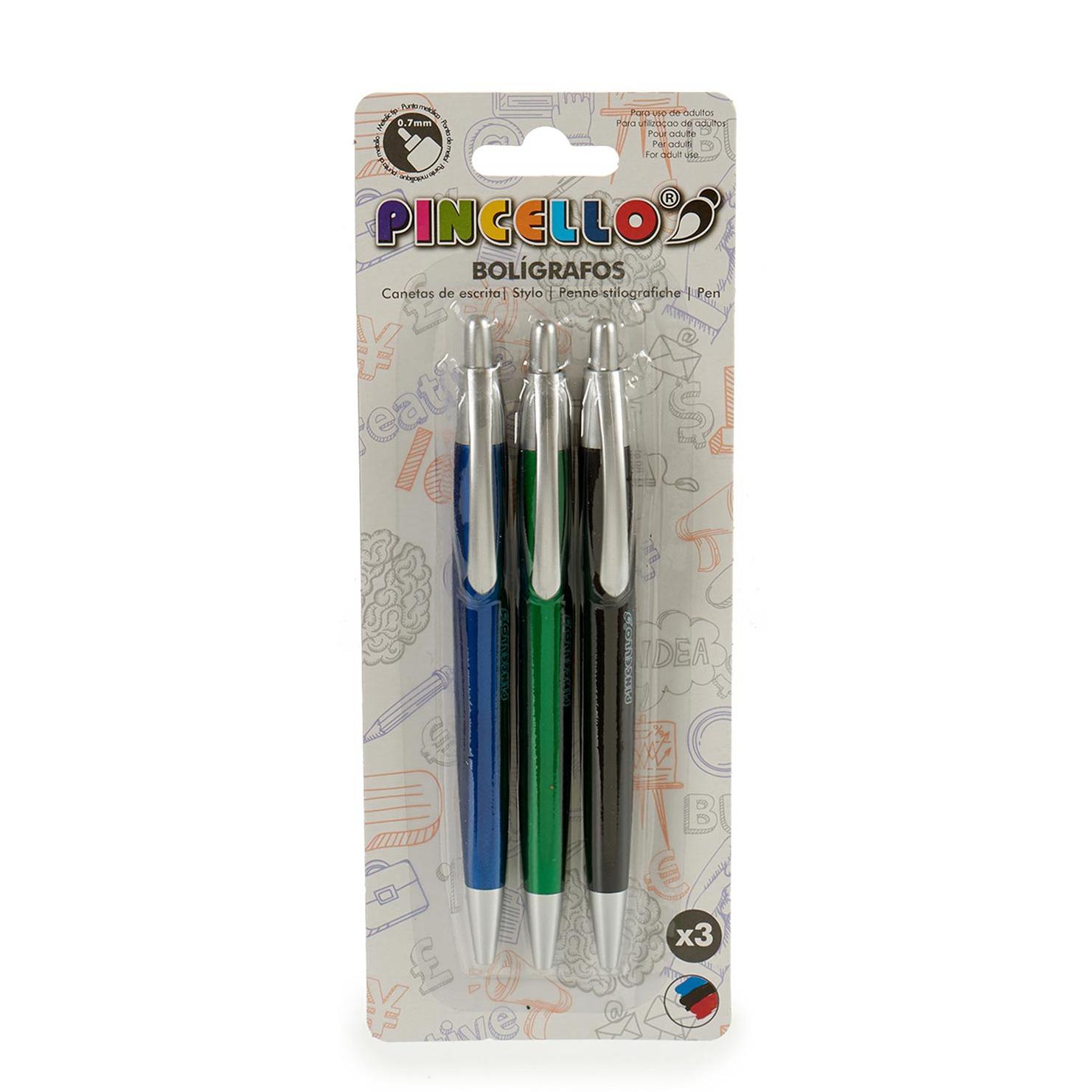 JUEGO 3 BOLIGRAFOS CLIP METAL DE 3 COLORES