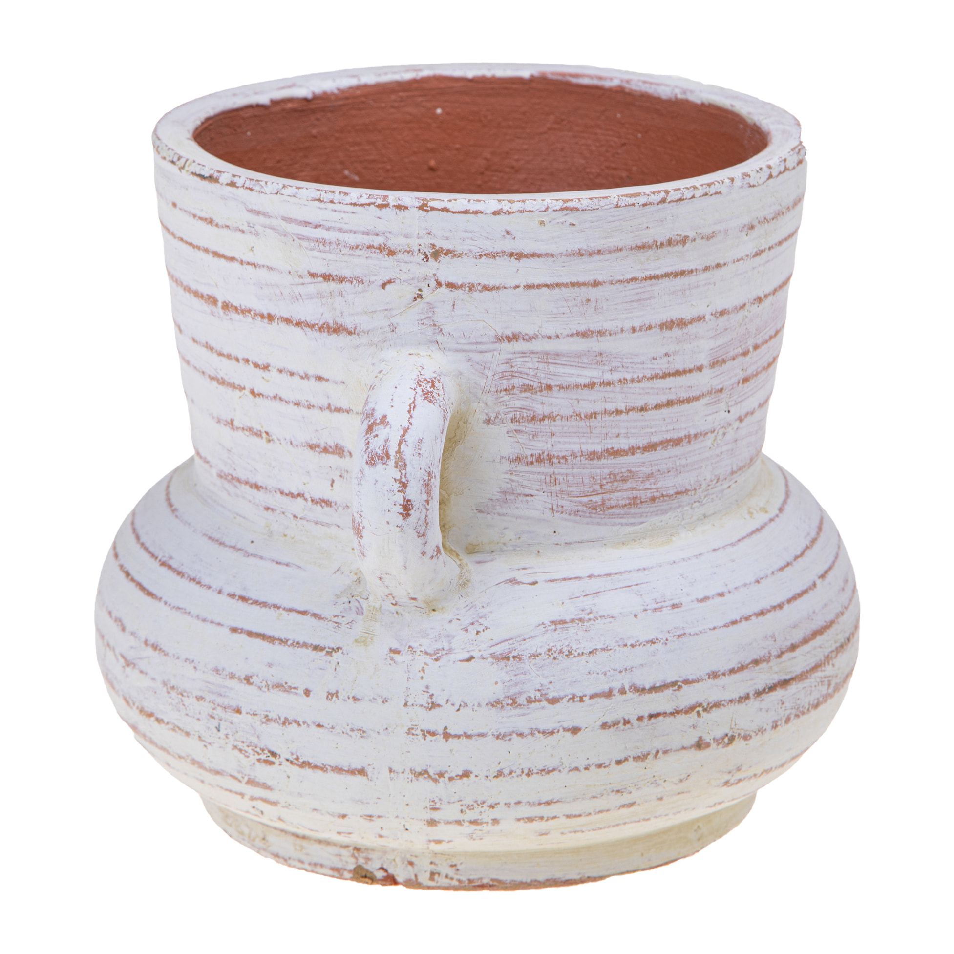 Vaso Con Manici Diametro 23,5Xh.19 Cm - Pezzi 1 - 23,5X19X21cm - Colore: Bianco - Bianchi Dino - Decori Casa E Complementi