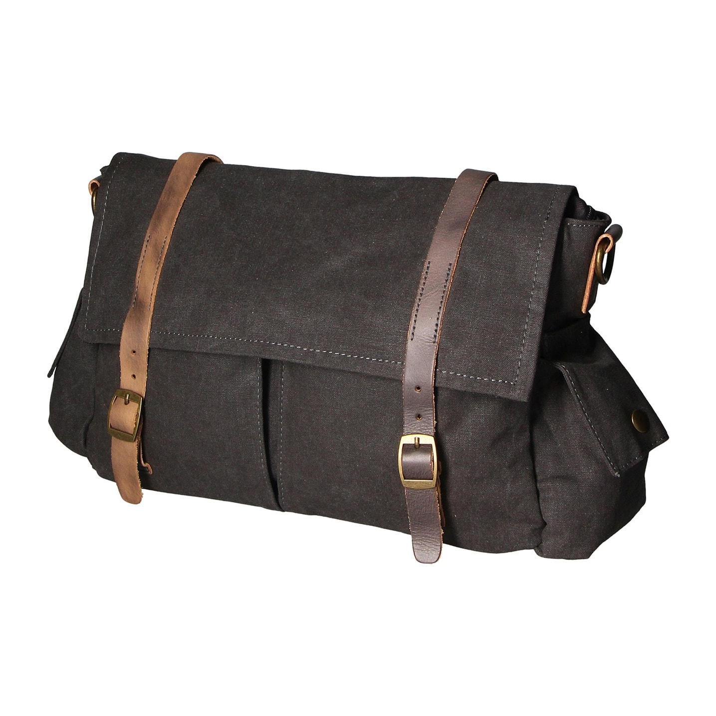 Borsa a spalla unisex - Modello Mina - Canvas e vera pelle - 24.0 x 34.0 x 10.0 cm