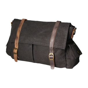 Borsa a spalla unisex - Modello Mina - Canvas e vera pelle - 24.0 x 34.0 x 10.0 cm