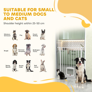 Barrière de sécurité chien extensible 75-85 cm fixation par pression sans percer H.76 cm blanc