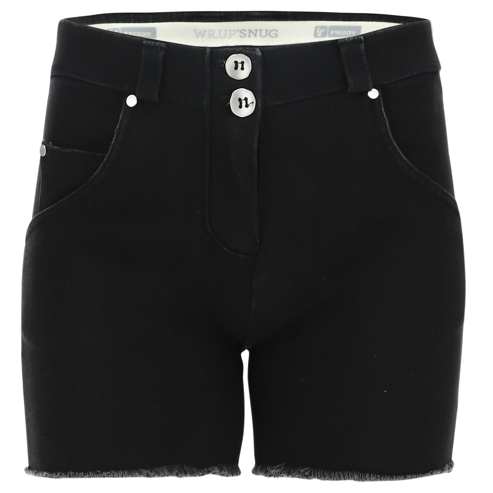 Shorts push up WR.UP® sfrangiati vita regular in denim navetta ecologico