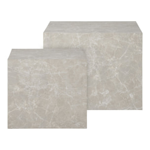 Tavolini da Caffè Prague Effetto Marmo Beige — Set di 2, Ø40×36 e Ø50×40 cm
