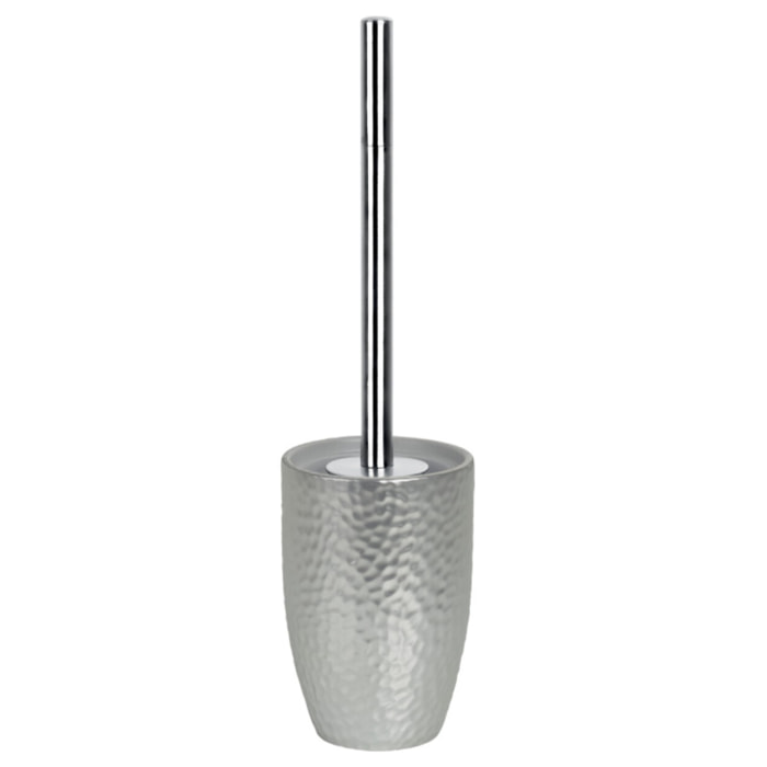 Brosse Wc avec support Céramique DARWIN HAMMERED Argenté Spirella