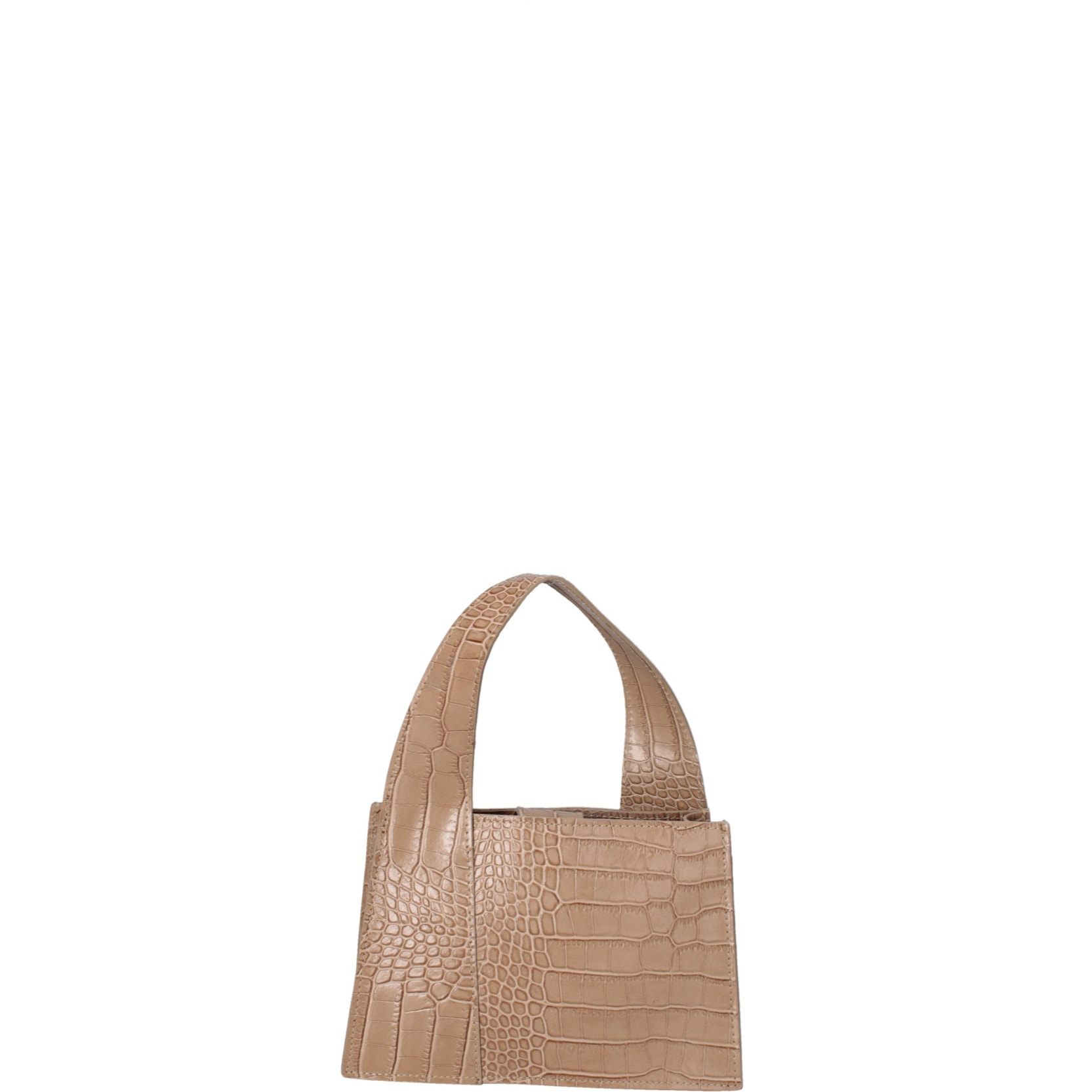 Borsa a mano da donna - Modello False - Vera pelle effetto cocco - 21.0 x 14.0 x 8.0 cm