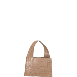 Borsa a mano da donna - Modello False - Vera pelle effetto cocco - 21.0 x 14.0 x 8.0 cm