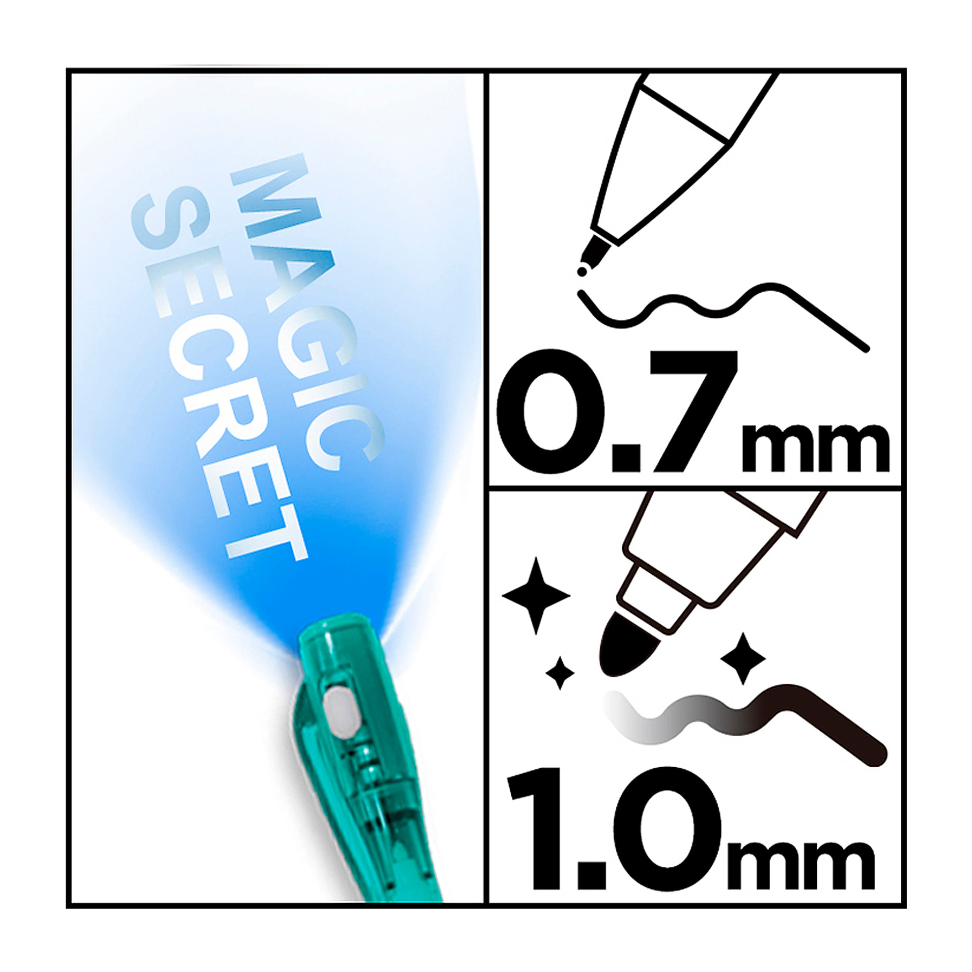 PACK 12 Uds. BOLÍGRAFO TINTA INVISIBLE MAGIC SECRET 2 IN 1