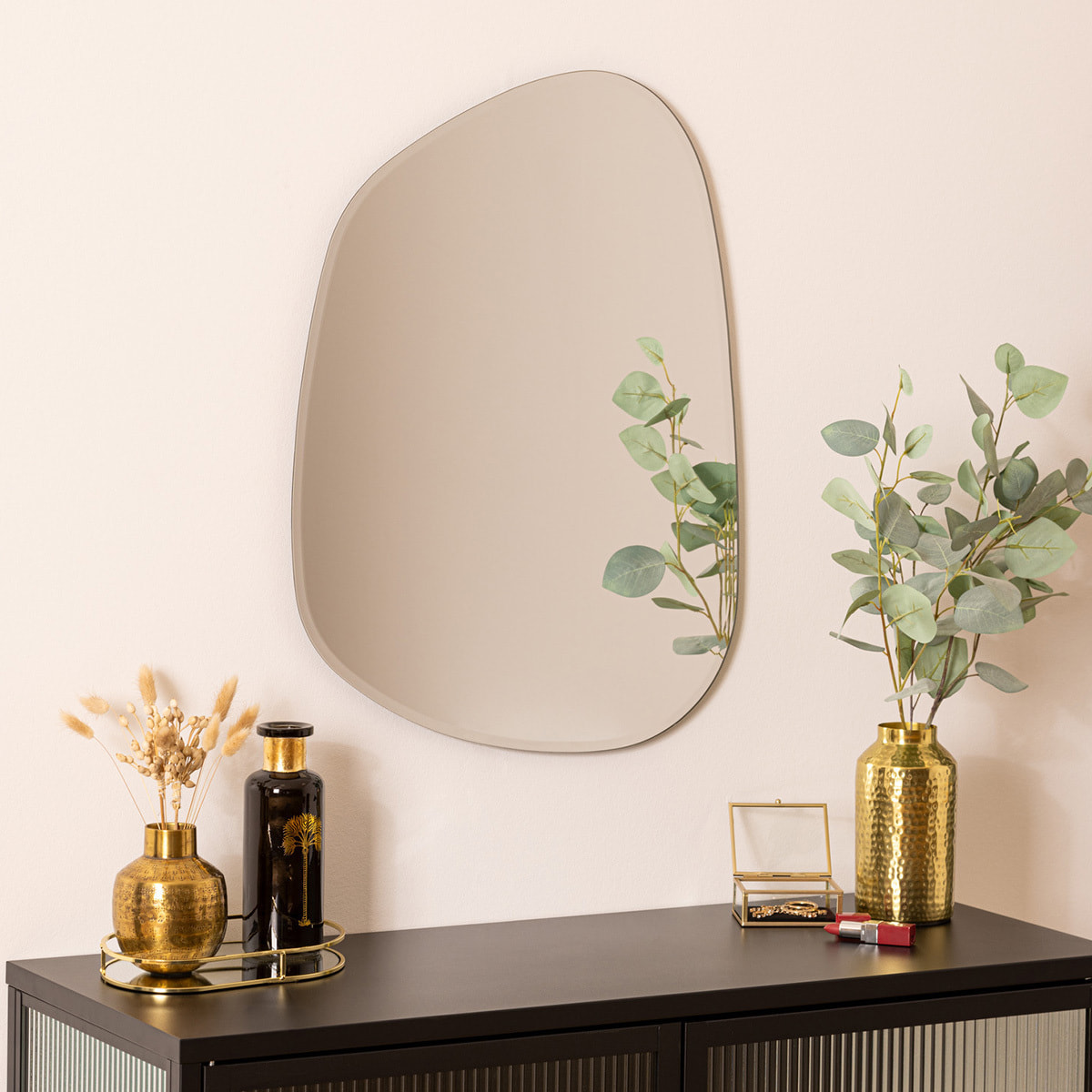 Miroir organique bisauté "Aidan" 68x50cm argent