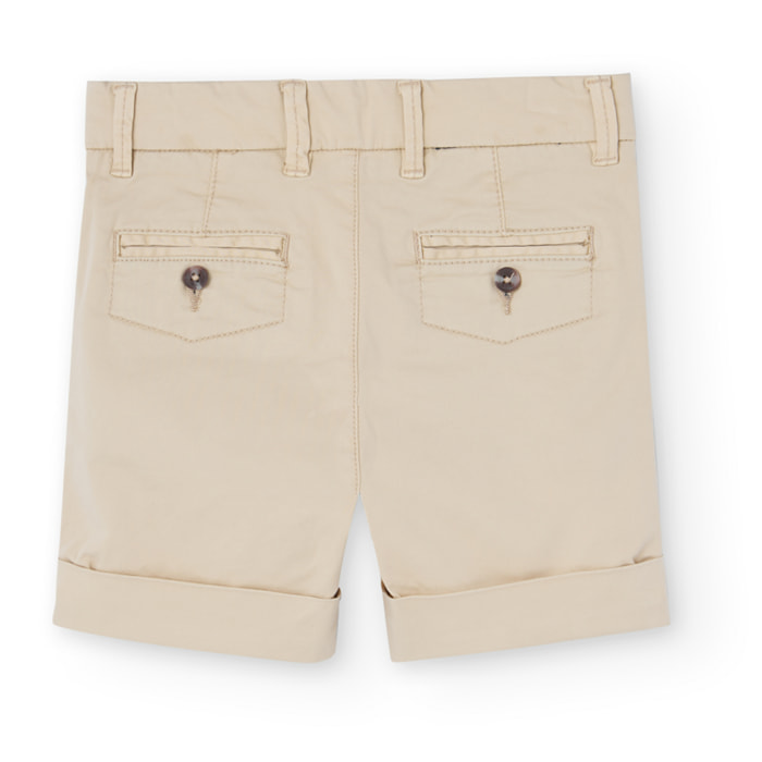Bermudas niÃ±o, satÃ©n, cierre de botÃ³n, beige