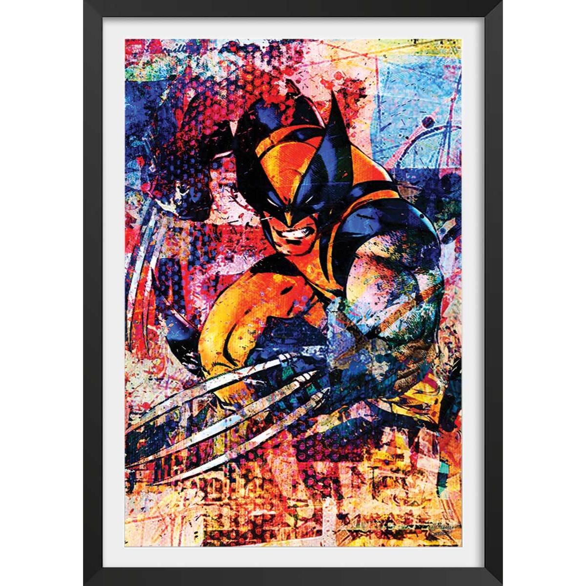 Affiche wolverine graffiti Affiche + cadre en bois - Noir