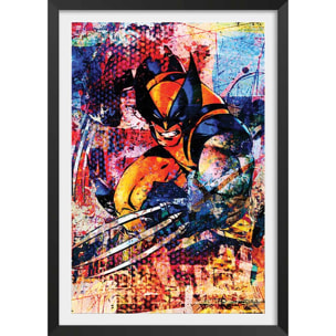 Affiche wolverine graffiti Affiche + cadre en bois - Noir