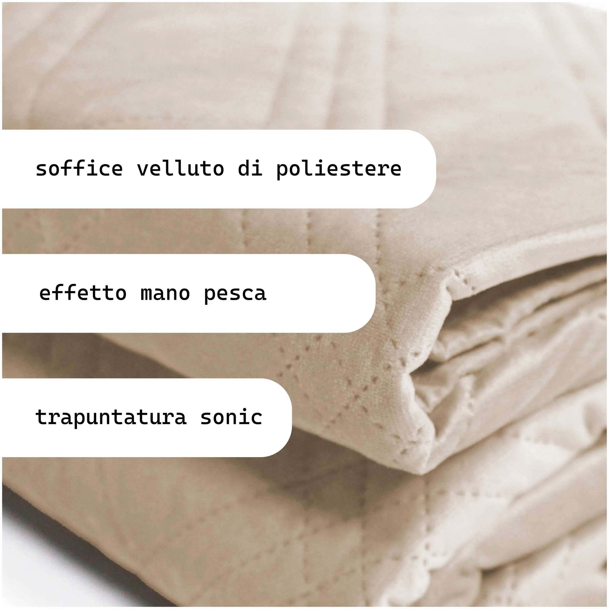 TRAPUNTINO MATRIMONIALE VELLUTO DIS. VERSAILLES BEIGE CHIARO