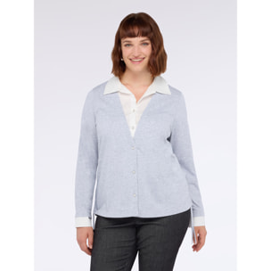 Fiorella Rubino - Camicia bimaterica con colletto a contrasto - Grigio