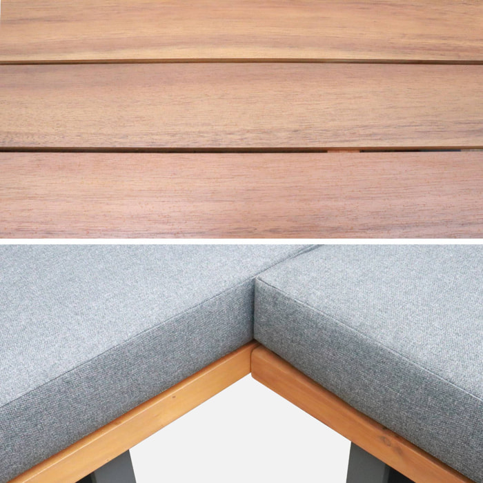 Salon de jardin d'angle bois d'acacia et aluminium 5 places ACALIA LATIKA