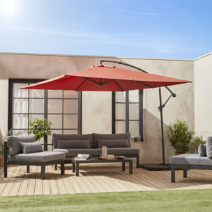 Parasol déporté carré 3x3m - Hardelot 3x3m - Terracotta - Manivelle anti-retour | Toile déperlante | Facile à utiliser