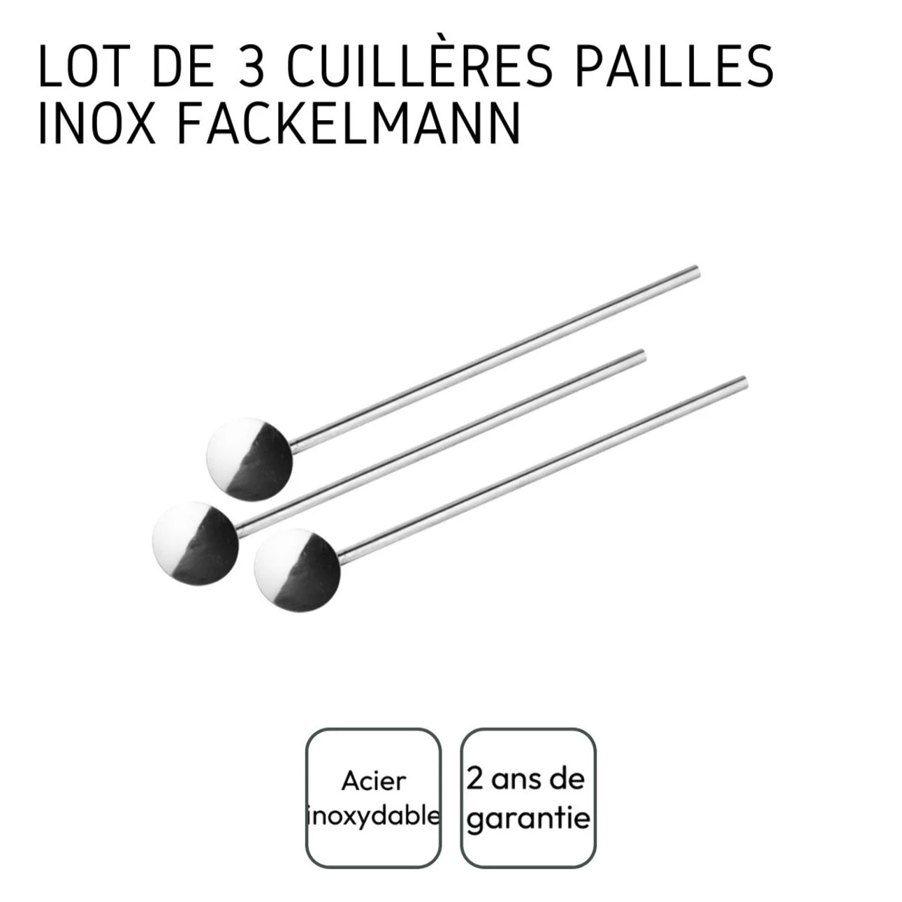 Lot de 3 cuillères à paille réemployables 18 cm Fackelmann Bar Concept