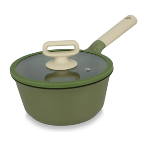 Casserole 18cm en fonte d'aluminium avec couvercle vert - tous feux ANNA