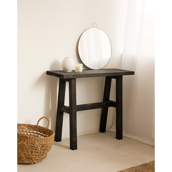 Console en bois massif en noir de 100x80cm Hauteur: 80 Longueur: 100 Largeur: 35