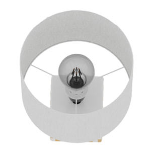 Petite lampe à poser Manet – céramique jaune solaire et lin naturel