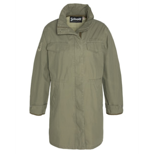 JKTM-1950W HOODED ARMY PARKA IN WASHED COTTON/NYLON WITH  CHEST & SLEEVE EMBROIDERIES 72% COTTON 28% NYLON Cachi