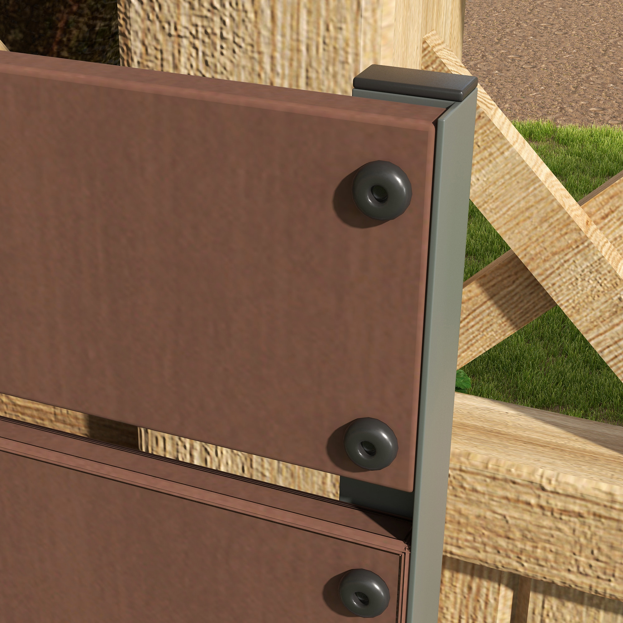 Jardinière treillis haut H.180 cm aluminium composite anthracite effet bois