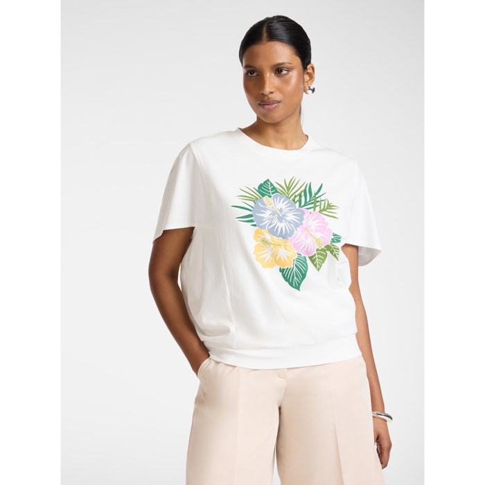 Elena Mirò - T-shirt in cotone stampata - Bianco