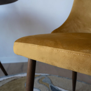 Lot de 2 chaises en velours jaune moutarde - Vinni