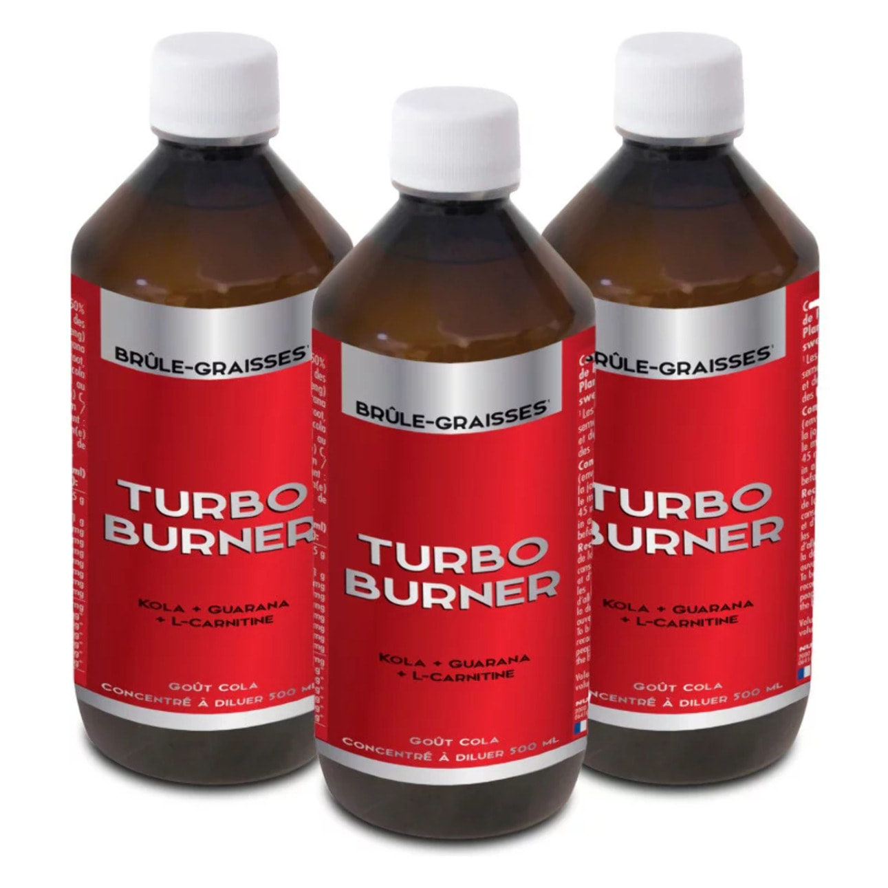 NUTRI EXPERT - Turbo Burner Concentré à boire - Brûle-graisses spécifique hommes - Favorise la combustion des graisses - Extraits de Plantes - Goût Cola - Lot de 3 produits