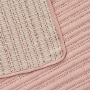 Colcha bicolor acolchada Licheri color rosa Algodón y poliéster