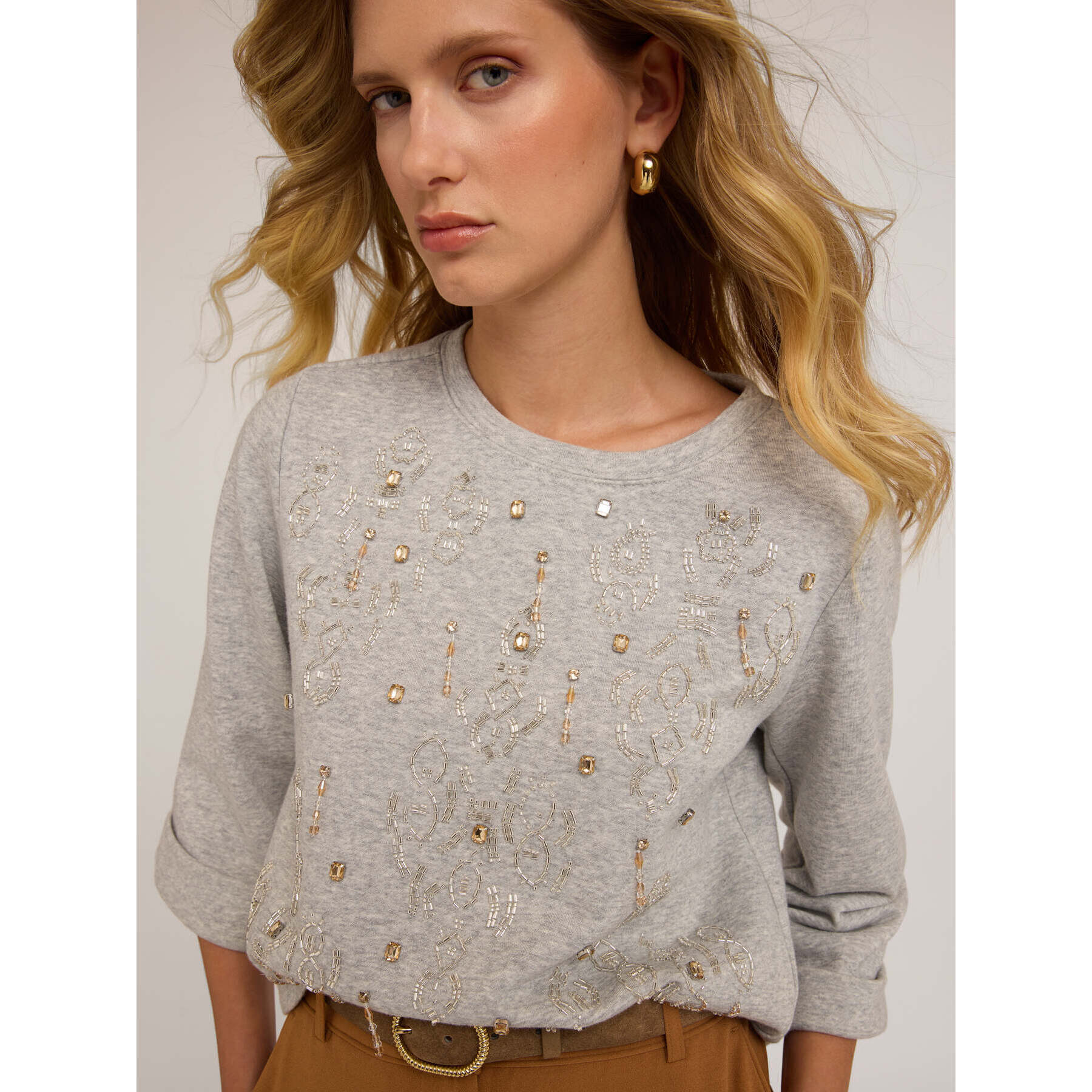 Motivi - Sudadera bordada - Gris