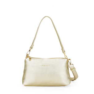 Bolso de hombro dorado con cremallera