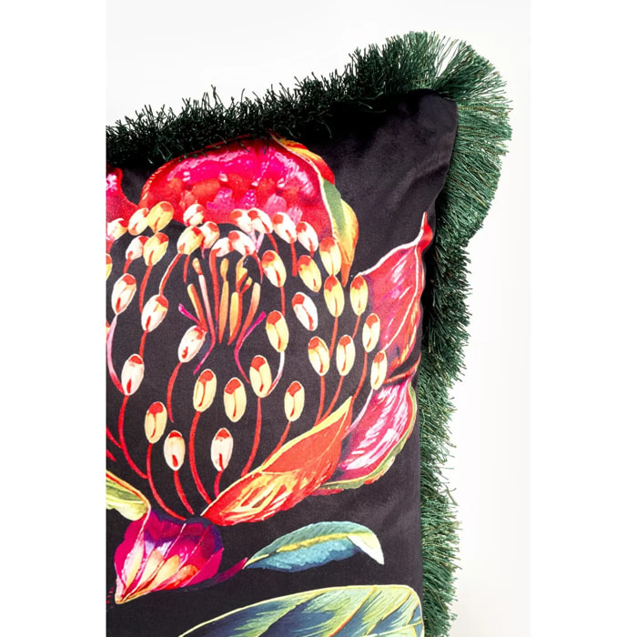 Coussin à franges Jungle fleur rouge Kare Design
