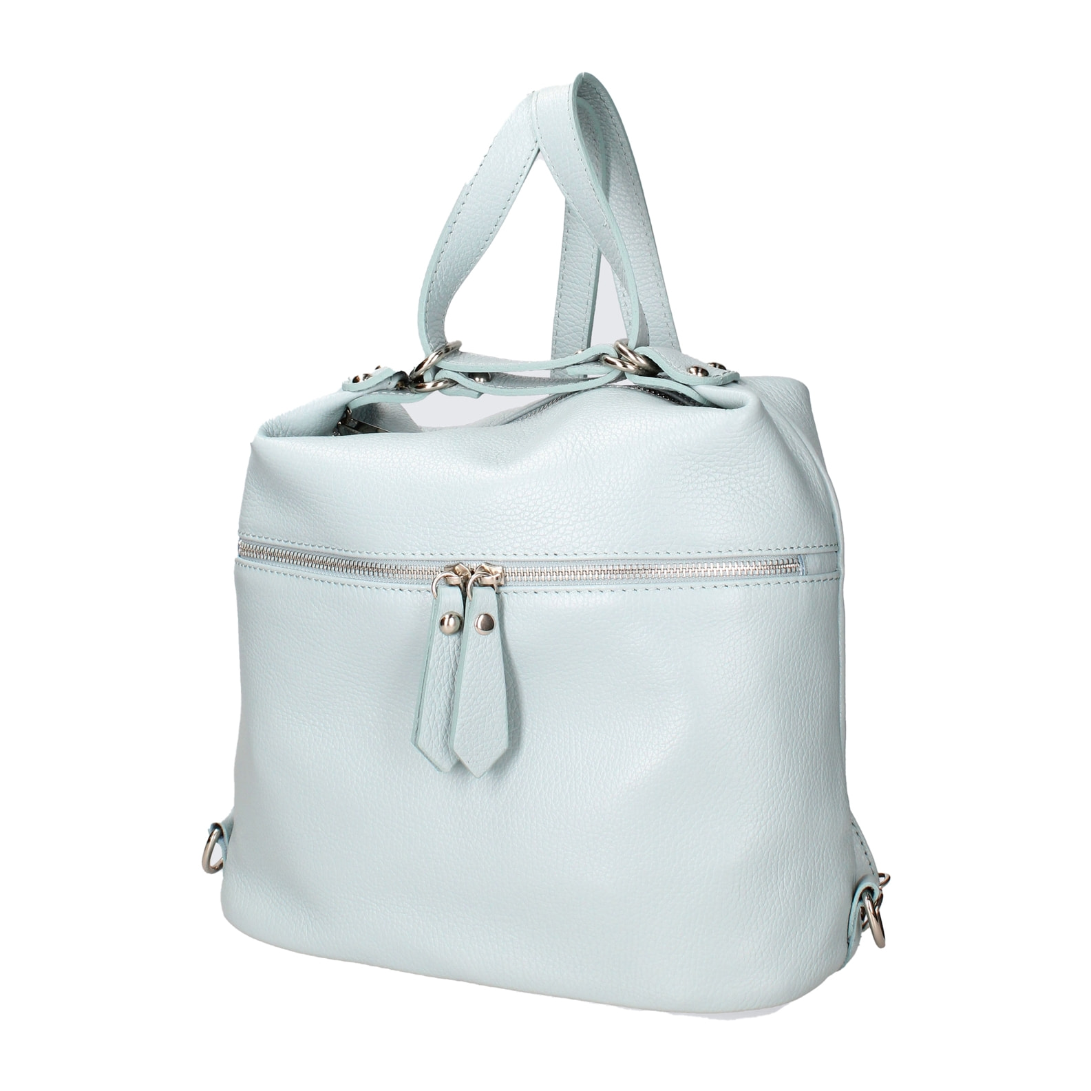 Borsa a spalla convertibile in zaino Bianca da donna In Vera pelle Made in Italy 30x26x9 cm