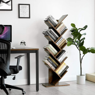 Libreria a Albero Oskar in Legno Rustico con 8 Ripiani