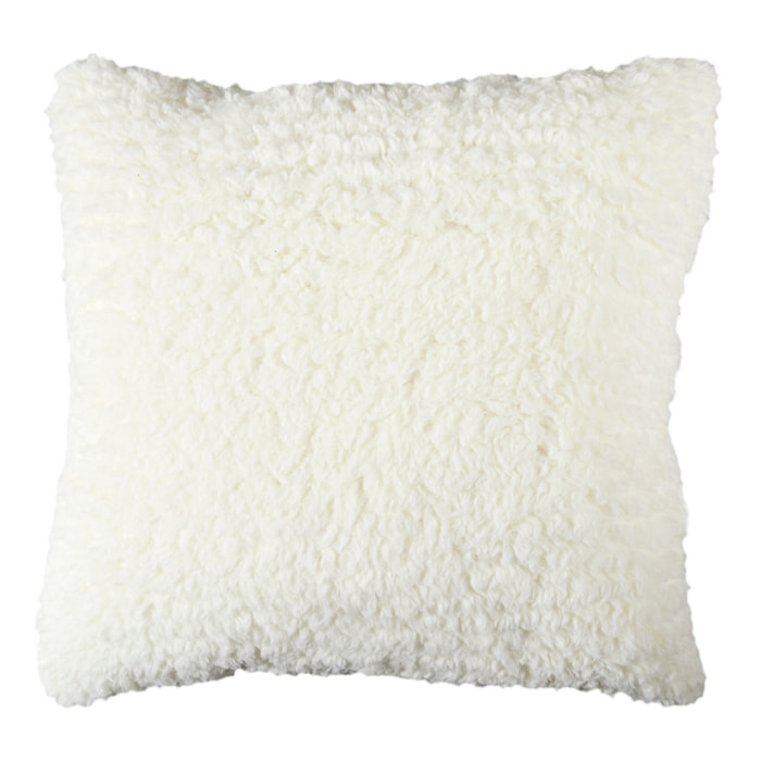 Coussin - HOME DECO FACTORY - Sherpa Blanc Motif Tresse - Cocooning