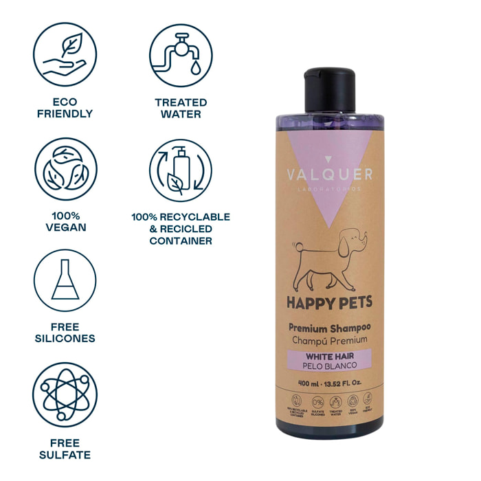 Valquer Champú Premium para Mascotas de Pelo Blanco - 400 ml