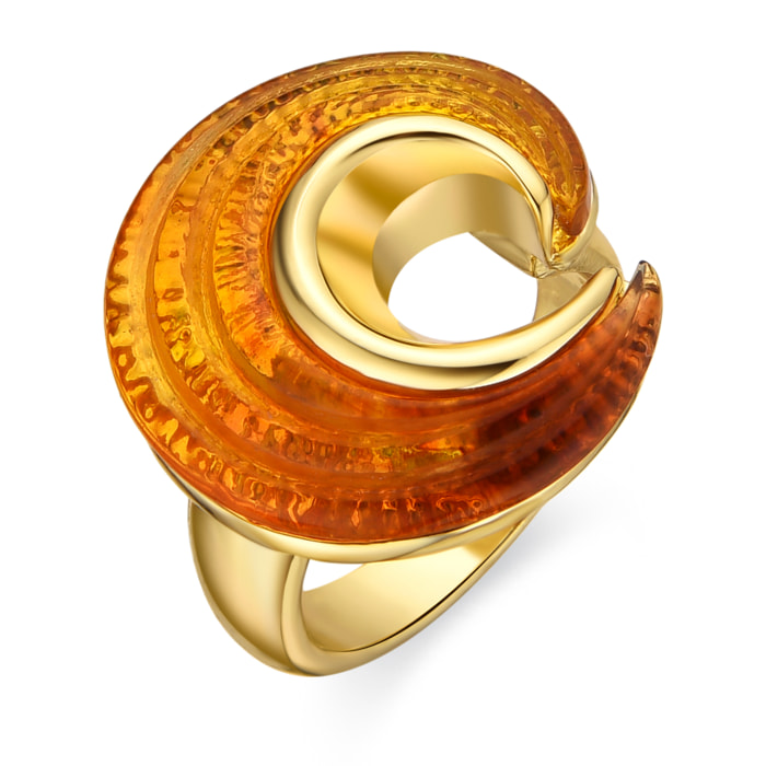 Anillo con Resina Ambar acabado oro 18k